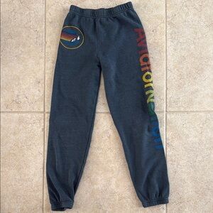 Aviator Nation Hampton Sweatpants - Charcoal with Graphic Design. Size 12